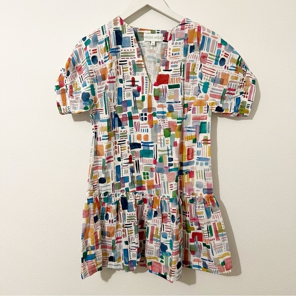 Brooke Wright Lucy Dress Multicolor Linen Blend Shift Size XS